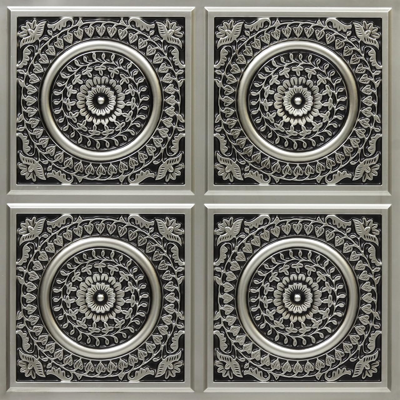 25 Pzas Azulejo PVC 2x2ft Cubiertas 100pies2 Plata Antigua