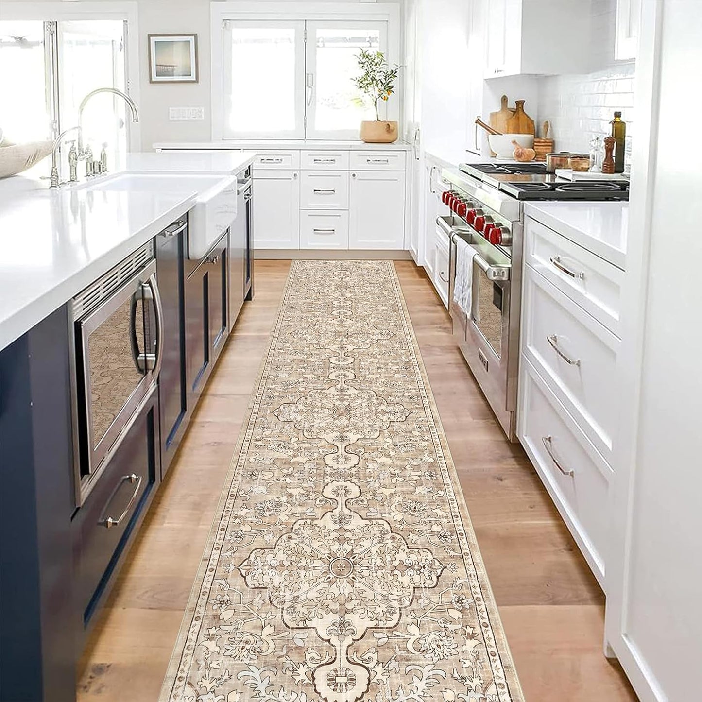Alfombra pasillo boho 2x10 antiderrap lavable