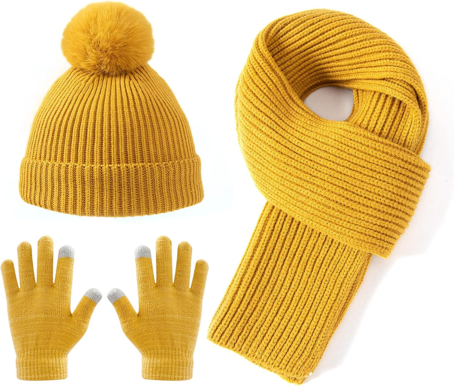 Set 3 Pzas Gorro Bufanda Guantes Invierno Niños