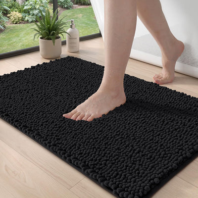 Tapete baño 24x36pulg felpilla suave antideslizante negro