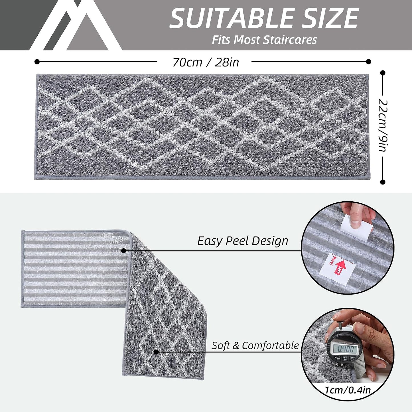 Alfombras antiderrap para escaleras 15 pzas 28x9in