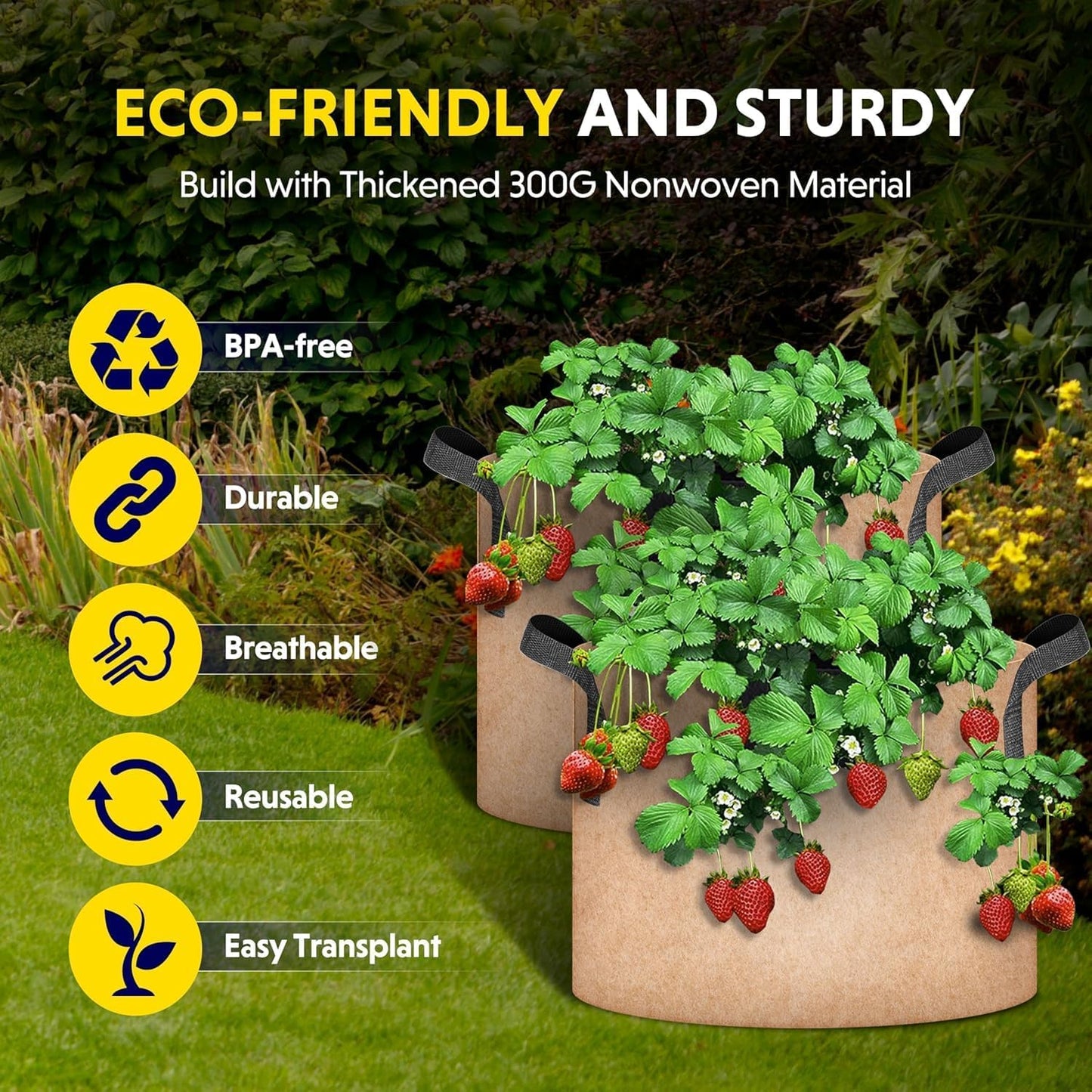 Bolsa cultivo 3gal pack 6 tela resistente asas