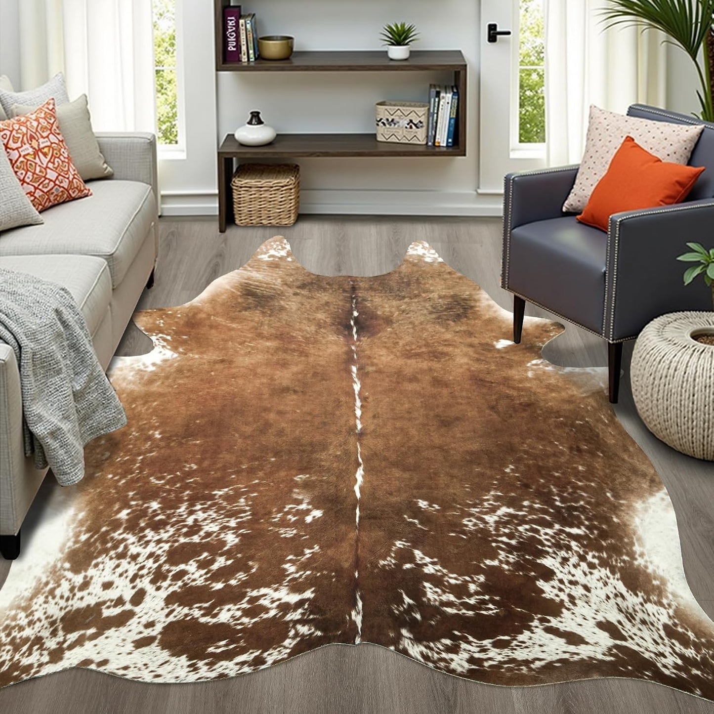 Alfombra piel vaca sintética estampado 6.2x7ft