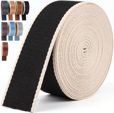 Correa nailon 1.5" 6 yardas rayas negras