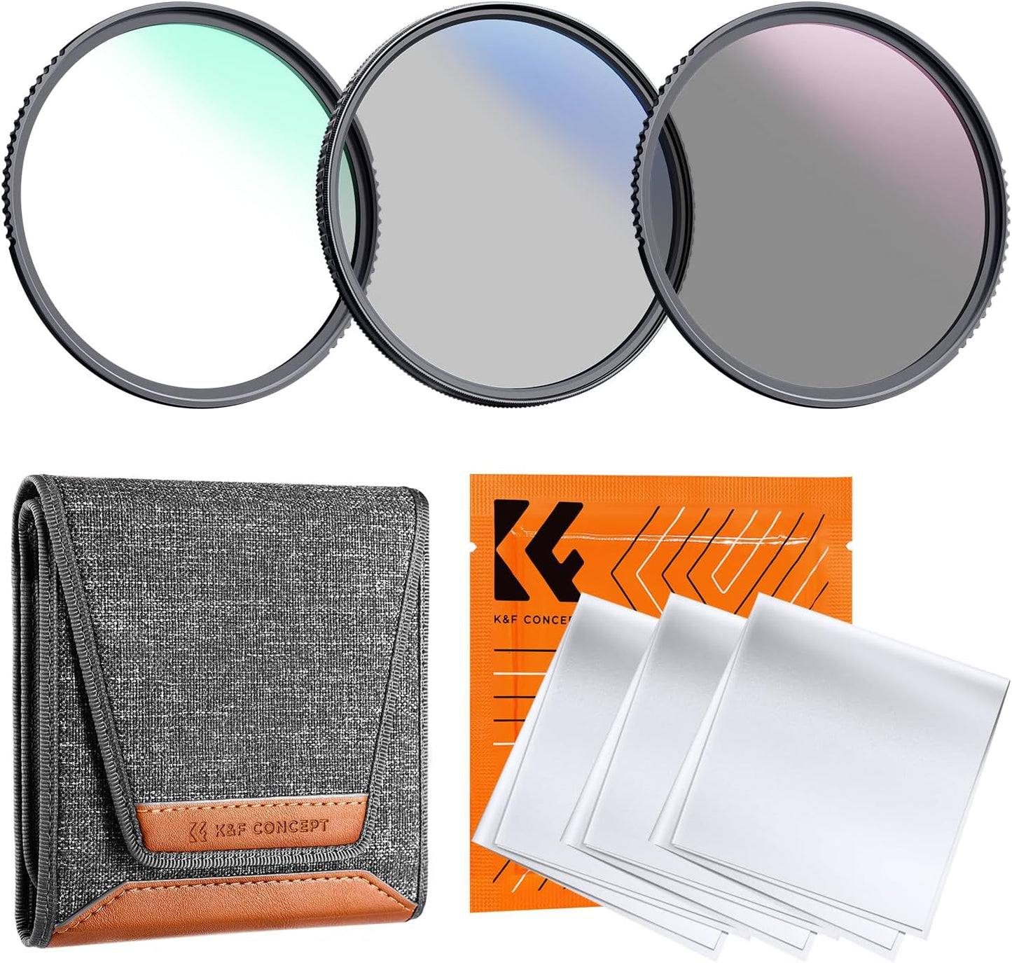 Kit filtro UV CPL ND4 3 pzas 2.638" con paño y bolsa
