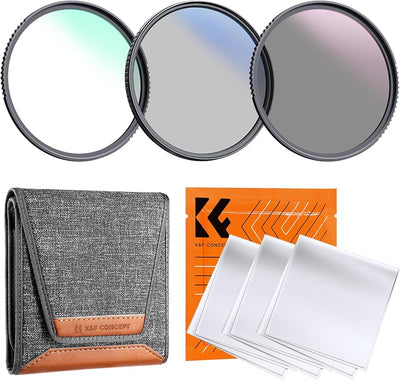 Kit filtro UV CPL ND4 3 pzas 2.638" con paño y bolsa