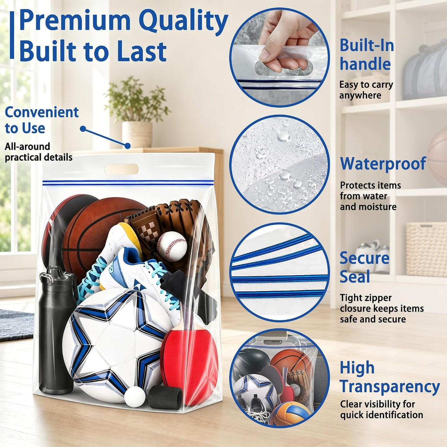 Bolsas almacenamiento 25gal 35x24" con cremallera set 10