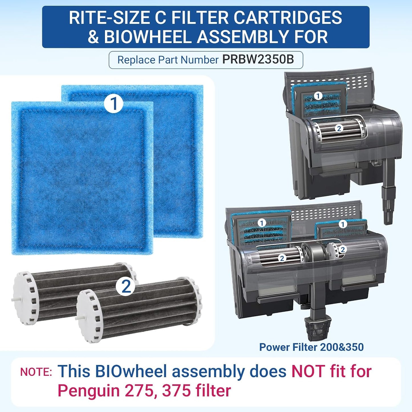 Kit filtro acuario BioWheel 200-350 con cartucho Rito
