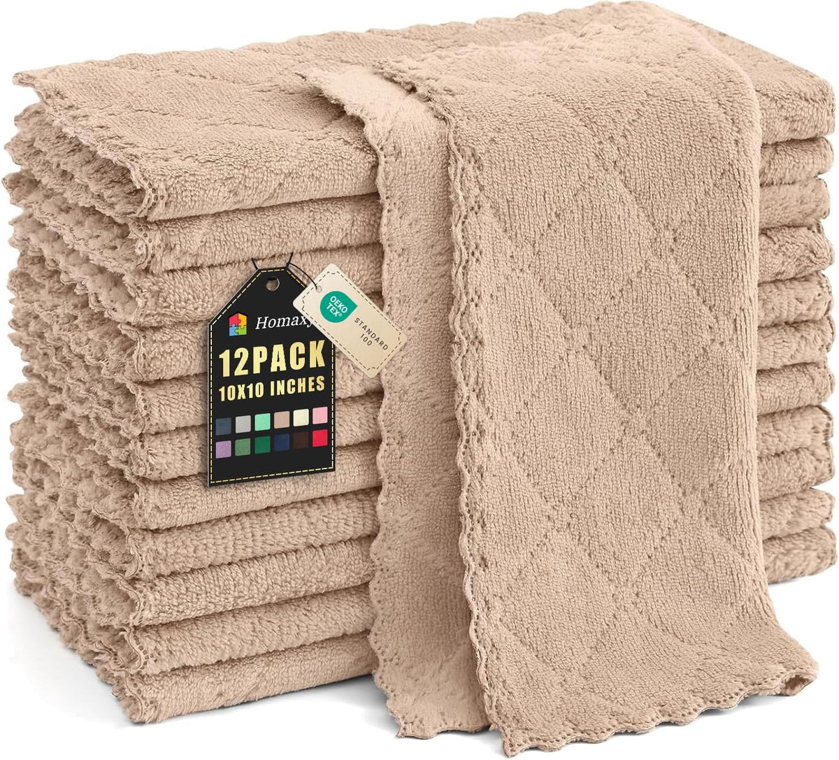 12 Pzas Paños Cocina Microfibra Antiadherente 10x10pulg
