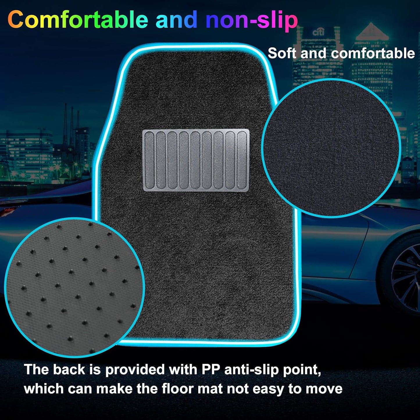 Alfombrillas coche con luz LED app control negras