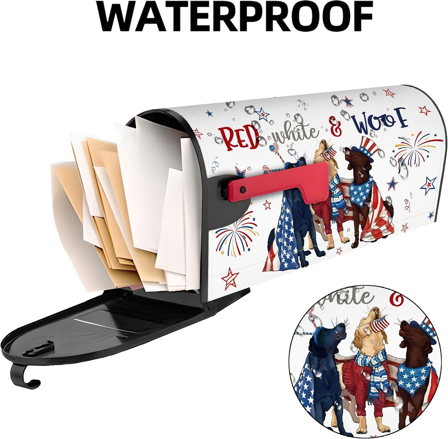 Funda magnética para buzón perro 21x18" bandera patriótica