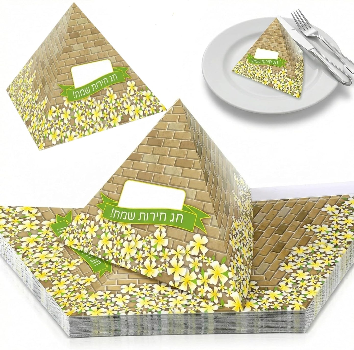 Paquete 36 Tarjetas Lugar Mesa Pascua 3D Con Ladrillo Flores