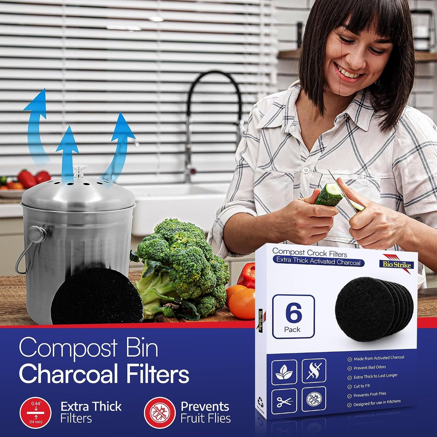 Discos filtro carbón activado para cubo compost 3 Uds
