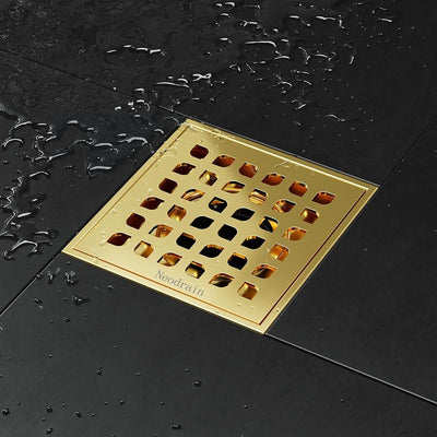 Drenaje ducha 4pulg acero inox dorado base PVC