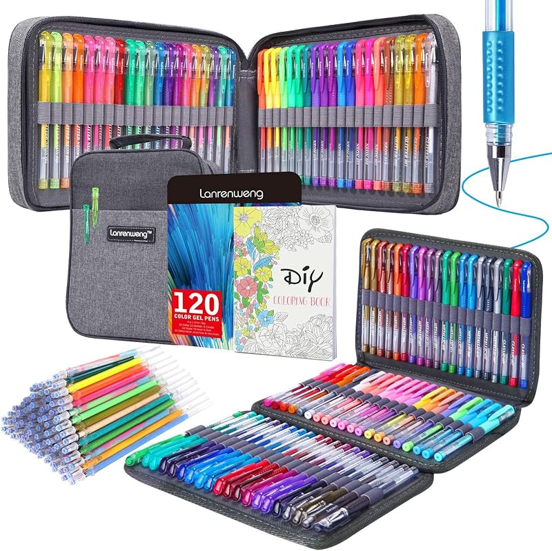 Pack 240 bolígrafos gel purpurina adultos artistas