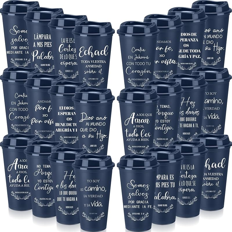 Vasos cristianos reutilizables 16oz con tapa azul medianoche