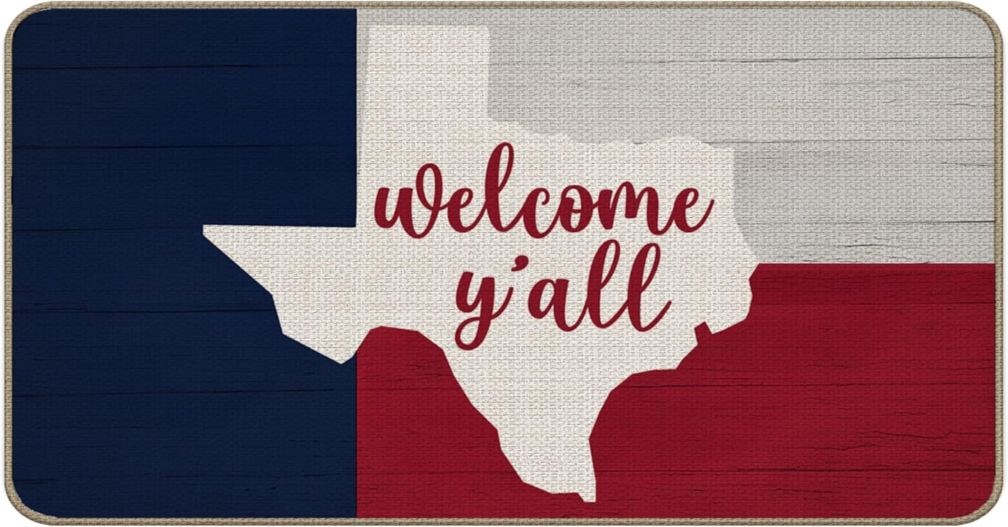 Tapete bienvenida bandera Texas 17x30"