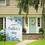 Bandera jardín doble cara azul floral 12x18"