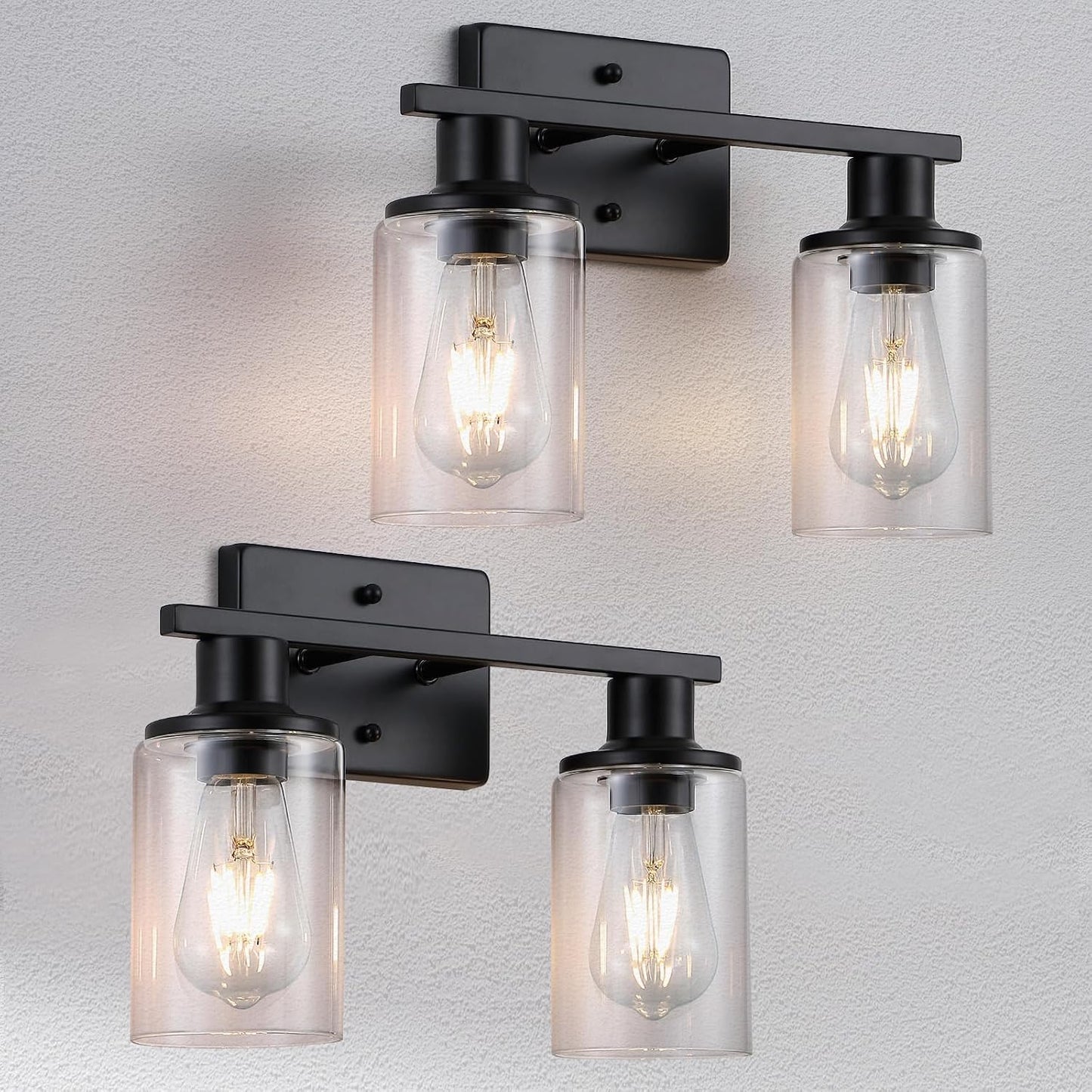 2 Apliques Baño Luz Tocador Vidrio Transparente Estilo