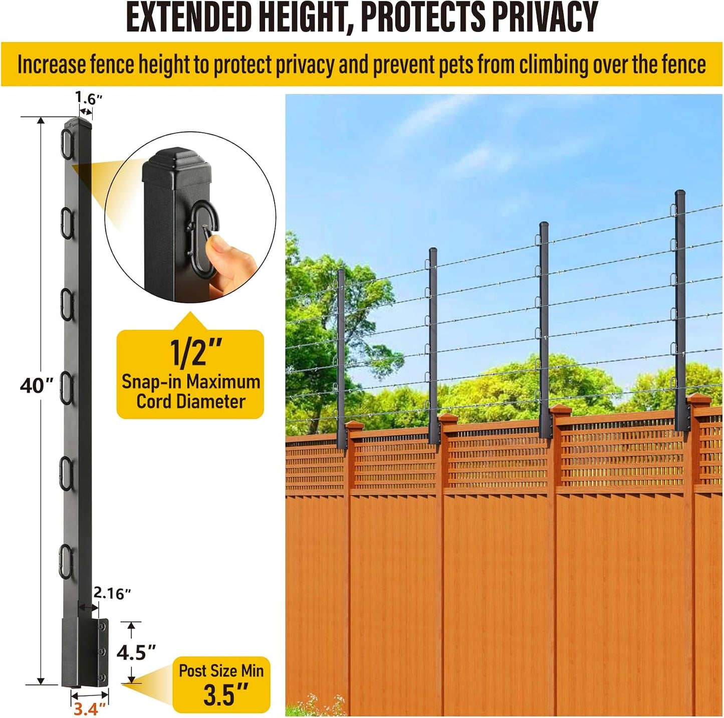 Extensor poste valla 40pulg para vallas exteriores