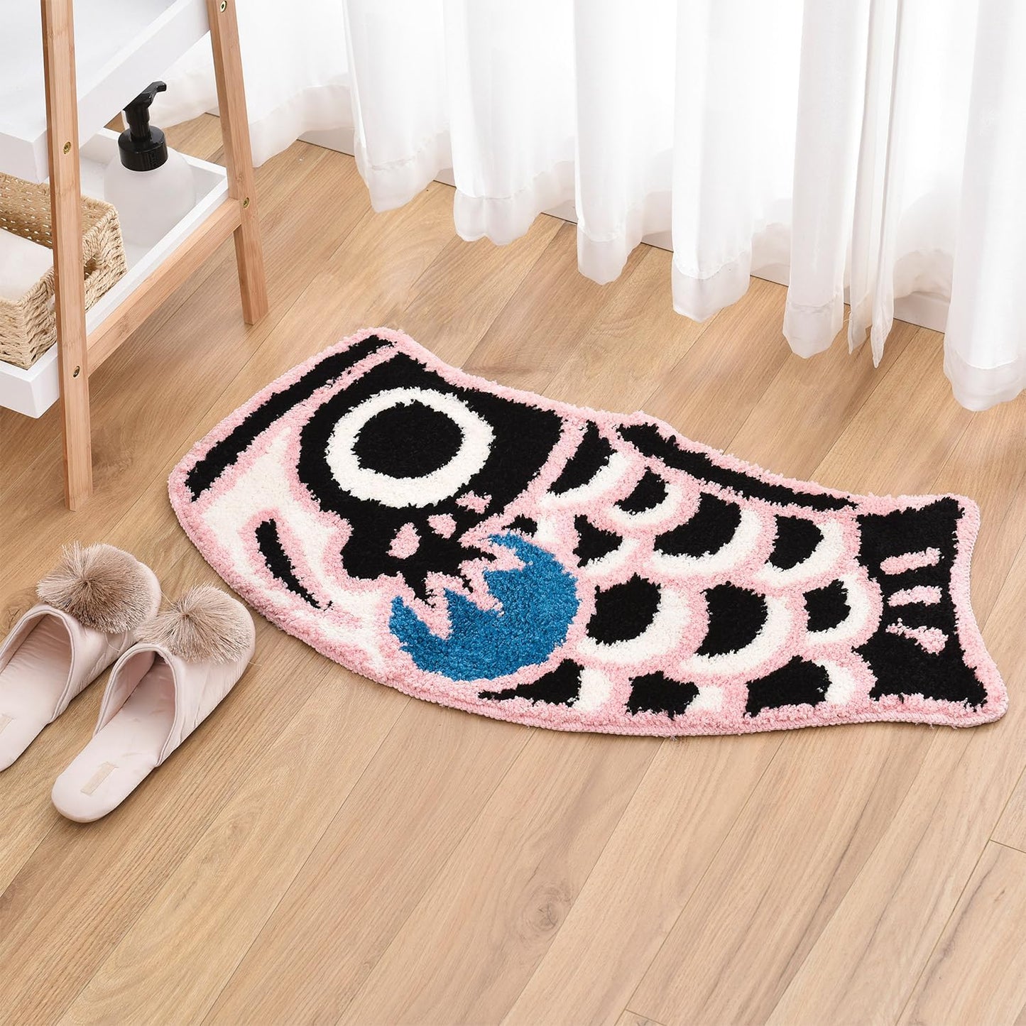 Alfombra baño estilo japonés pez koi antiderrap 17.7x33.4
