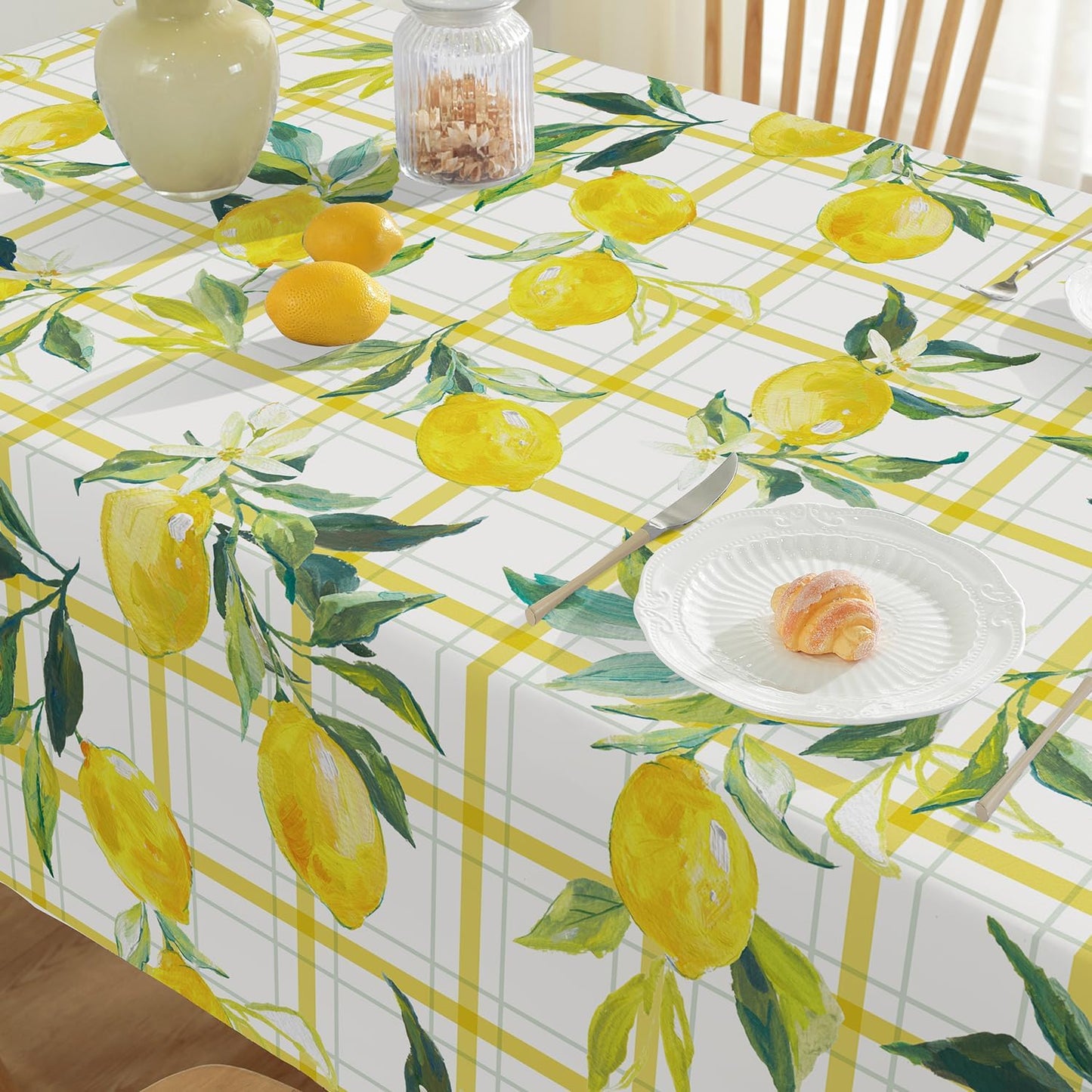 Mantel cuadros búfalo amarillo 52x70pulg resistente agua