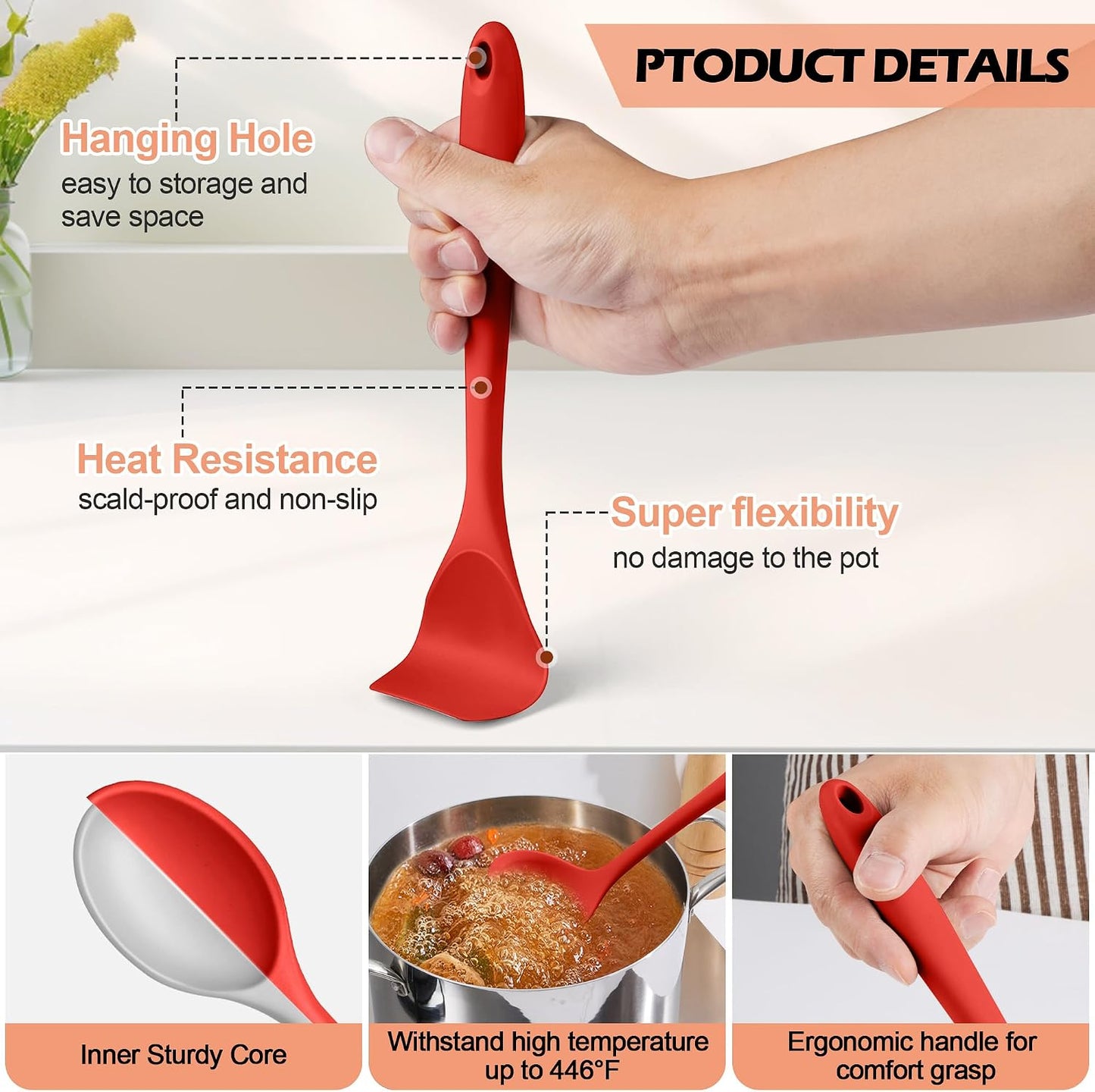 Set 15 Pzas Utensilios Cocina Silicona Soporte