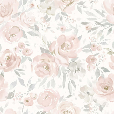 Papel tapiz autoadhesivo flores rosas 17.3x196pulg
