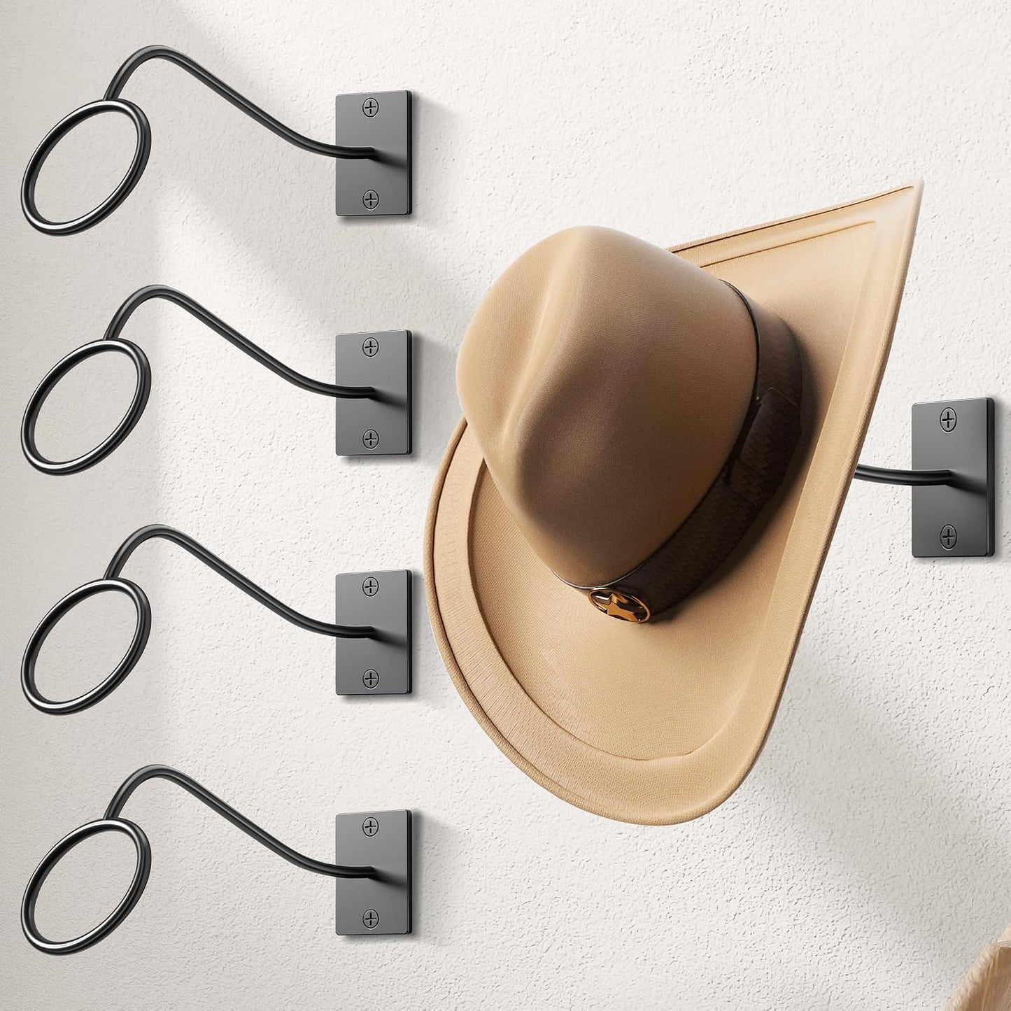Perchero sombrero vaquero pared set 4 ganchos rústico