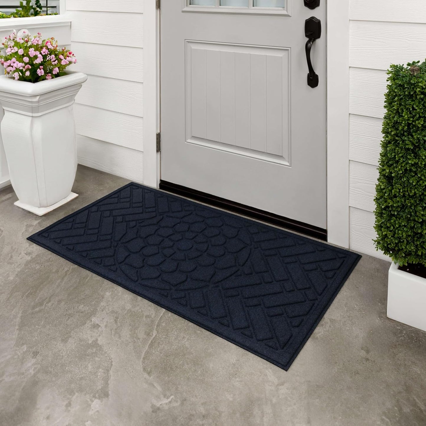 Tapete puerta 2x4ft antiderrap goma reciclada azul