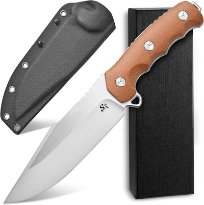 Cuchillo Sleipner acero cepillado mango micarta EDC