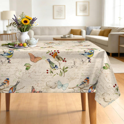 Mantel ramas pájaros impermeable rústico 60x84pulg