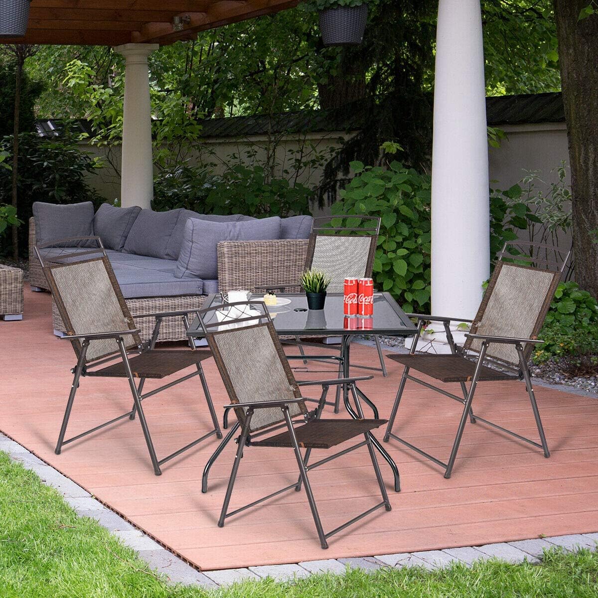 Set 4 sillas plegables acero para terraza jardín