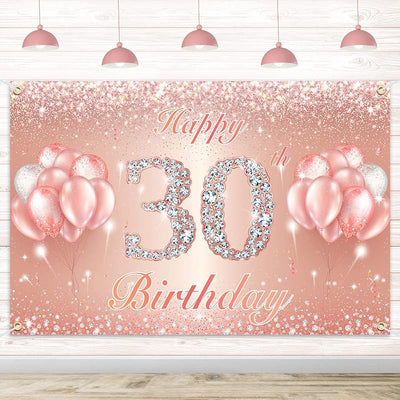 Fondo pancarta feliz cumpleaños 30 oro rosa 4x6ft