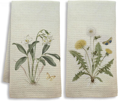 Set 2 paños cocina vintage florales 16x24pulg estilo retro