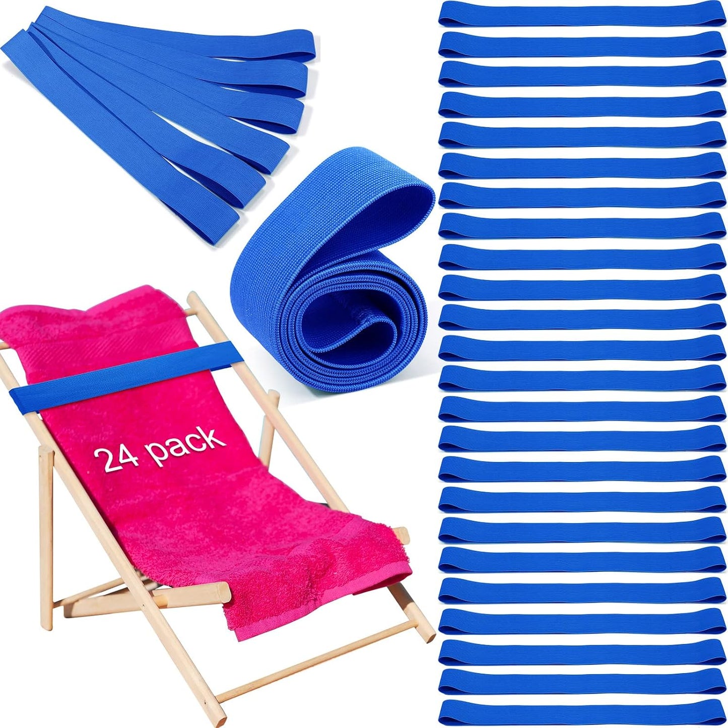 24 Pzas Bandas Toalla Playa con Clips Resistentes Azul