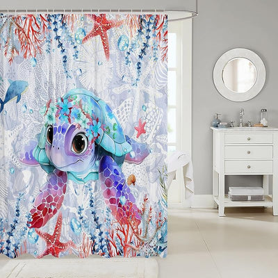 Cortina ducha tortuga marina 72x72pulg accesorios baño