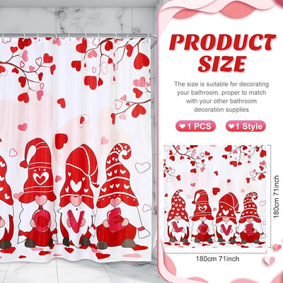 Cortina ducha San Valentín diseño corazón rojo 71x71pulg
