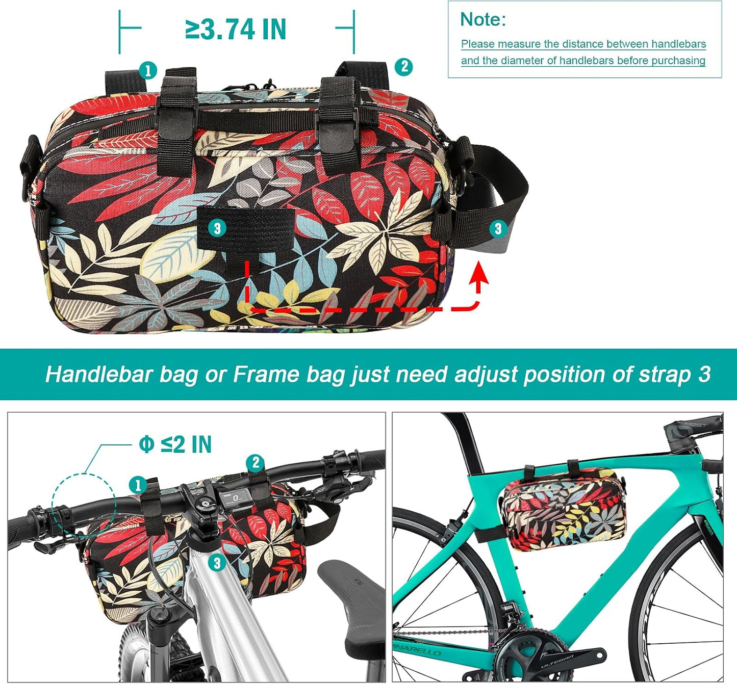 Bolsa manillar bicicleta resistente al agua para mujer hombre