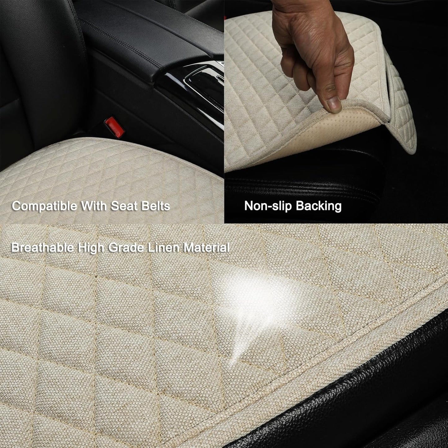 Fundas asiento lino coche 2 almohadillas ajuste universal