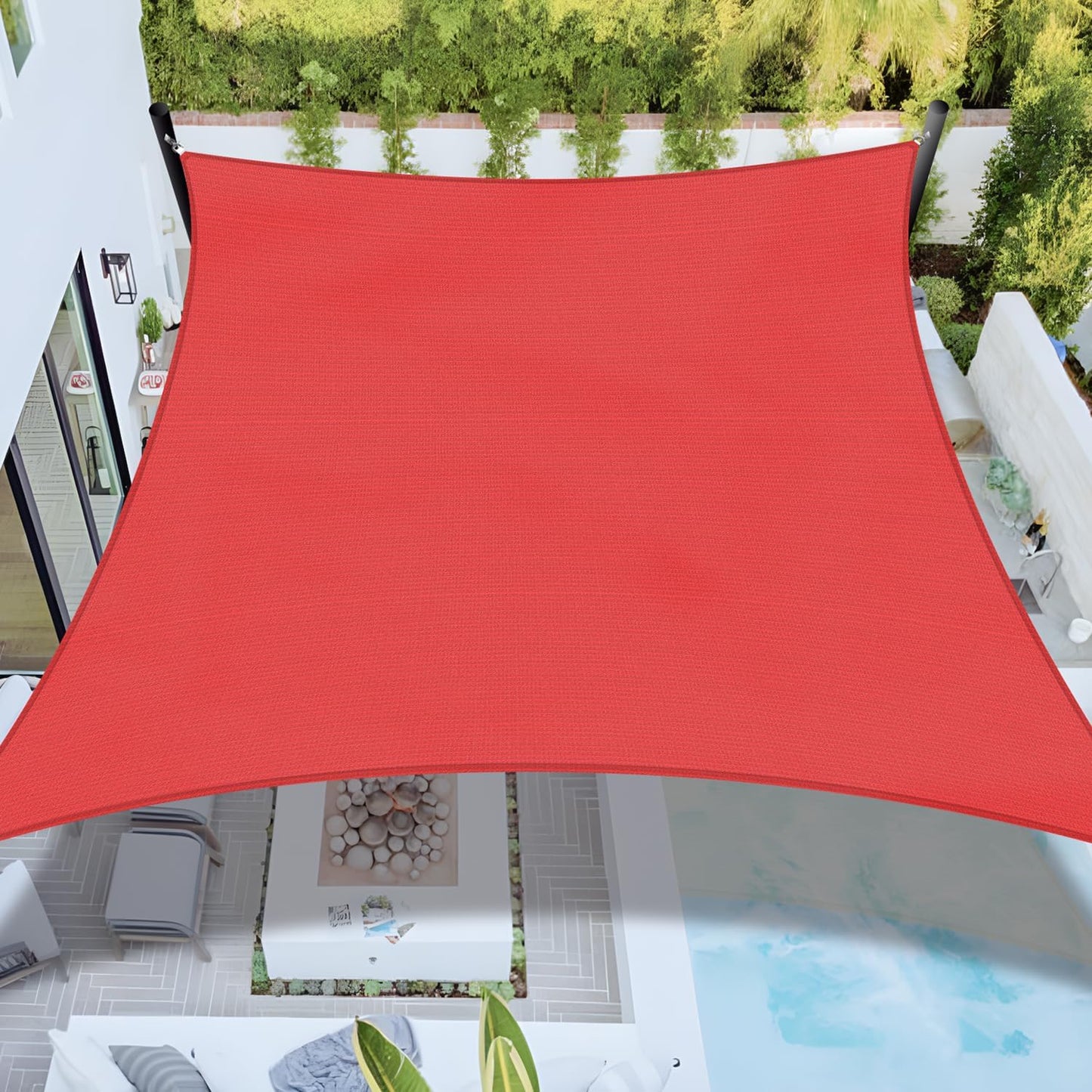 Toldo parasol rectangular 8x12ft para jardín rojo