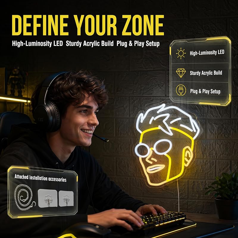 Letrero neón LED silueta héroe 14x11" regulable USB