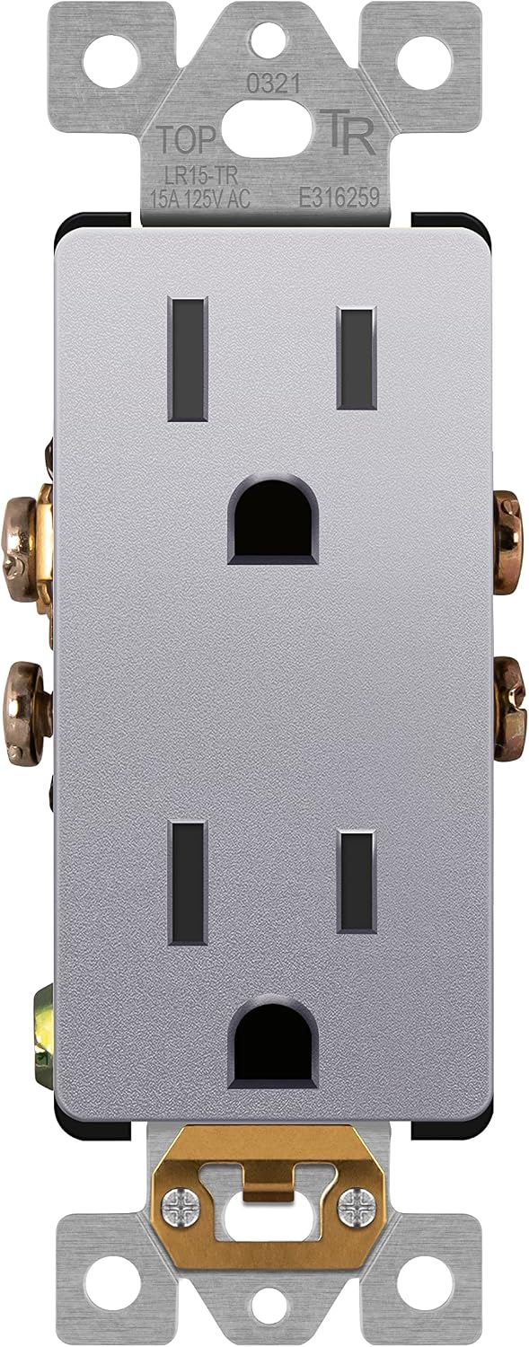 Receptáculo decorativo plateado con tapa intercambiable 15A/125V
