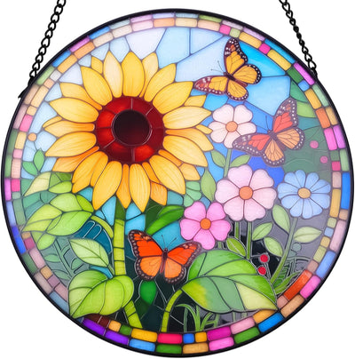 Atrapasoles colgante girasol cristal redondo decoración