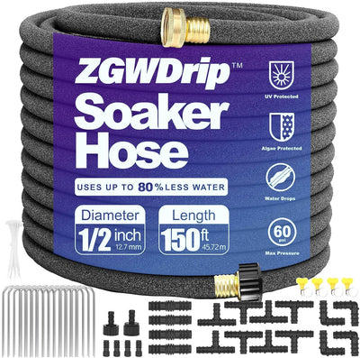 Manguera riego goteo 1/2pulg 150ft con conectores latón