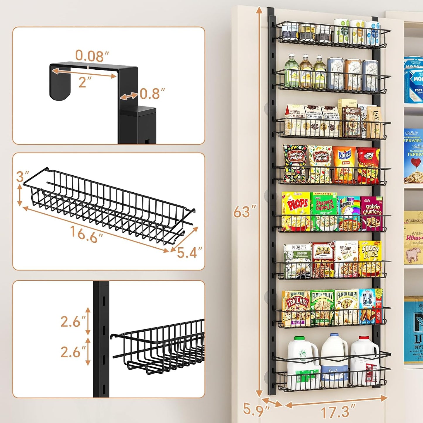Organiz. puerta estantes 8 niveles cocina baño