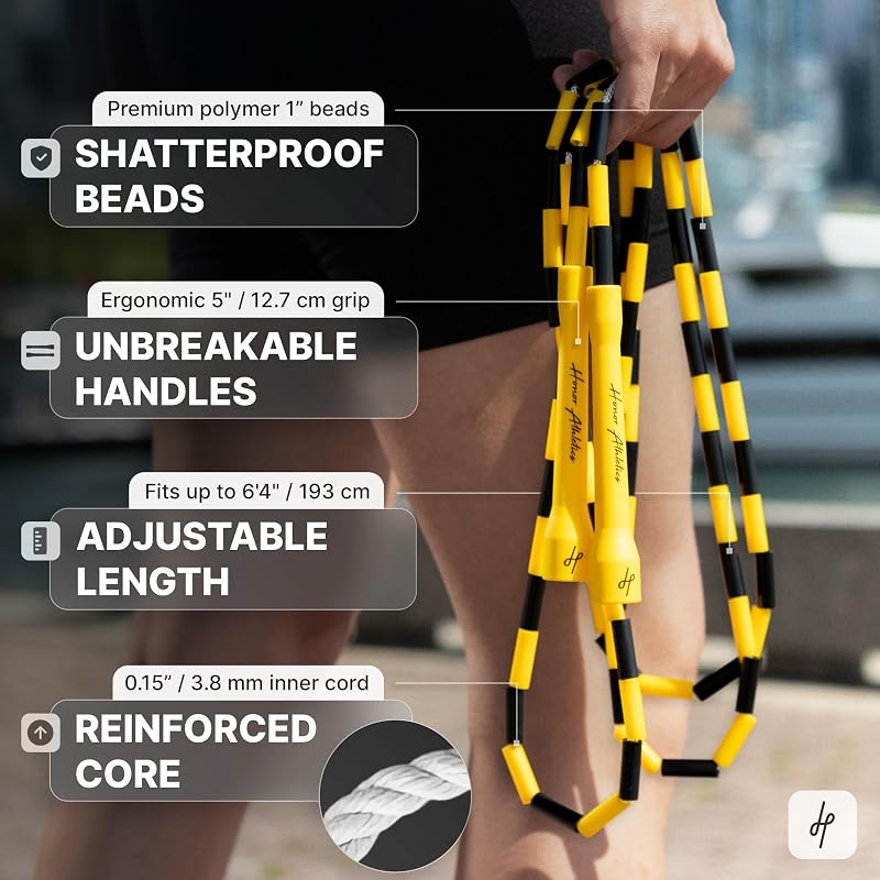 Cuerda saltar con cuentas ajustable asas irrompibles fitness