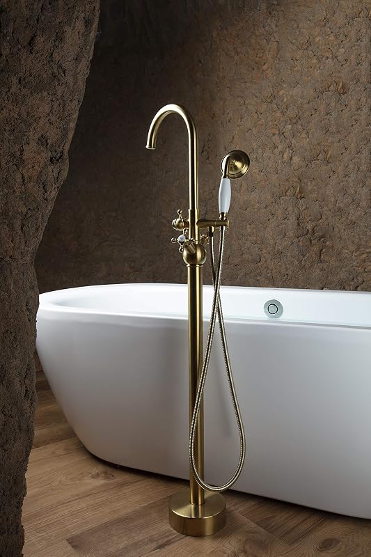 Grifo bañera latón macizo oro cepillado doble función