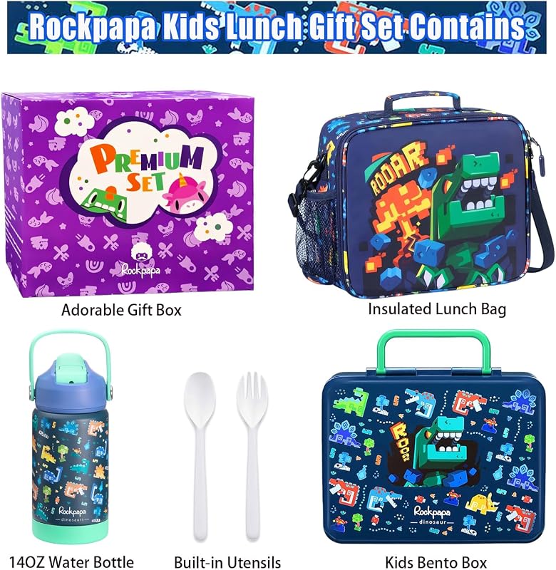 Fiambrera Bento 5 compartimentos para niños con botella aislada