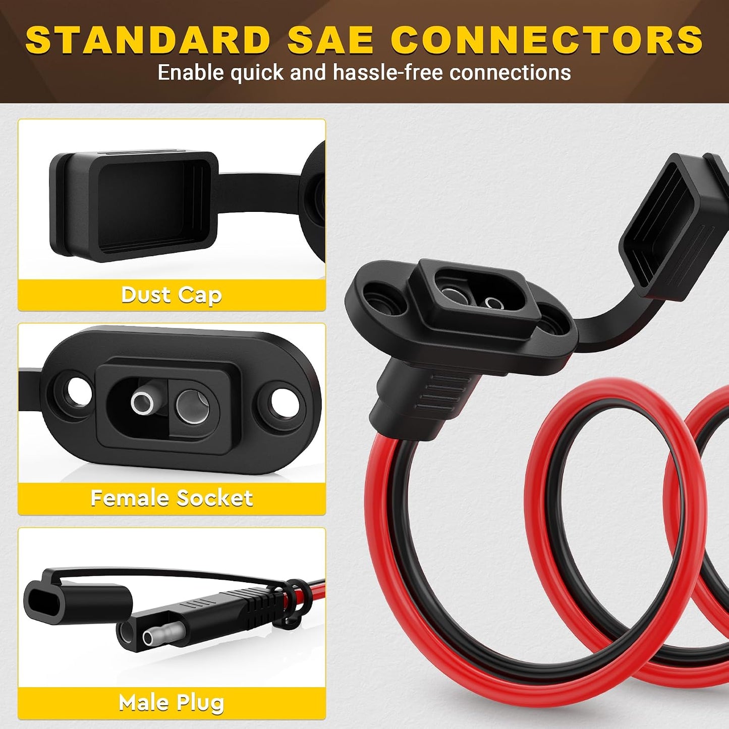 2 Cables Extensión Conector Rápido SAE 1.5" 12V-24V